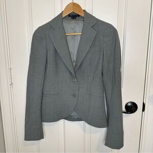 Theory Grey Wool Blend Double Button Blazer Sz 4 Quiet Luxury Corporate Academia